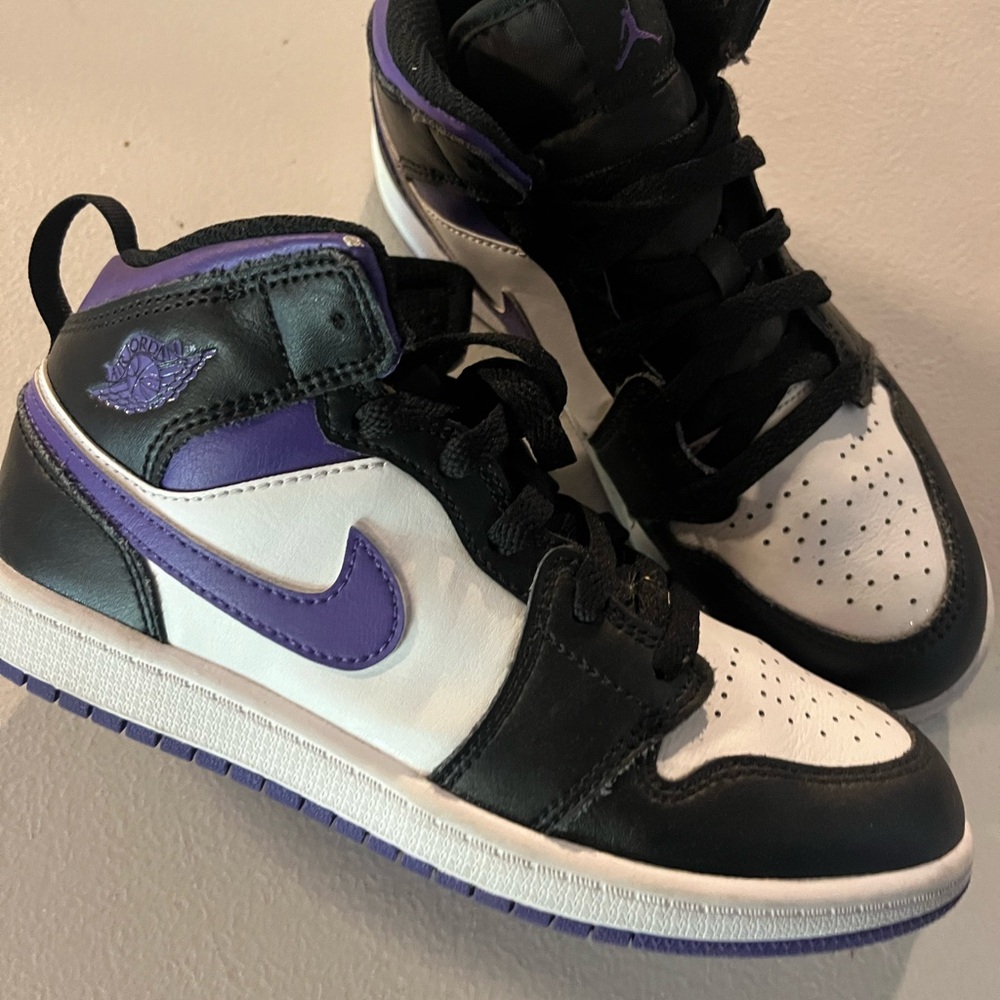 Nike Air Jordan 1 Mid Black and Purple High-Tops